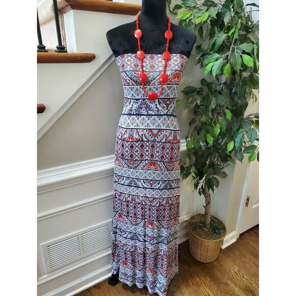 Mudd Women's Multicolor Polyester Off the Shoulder Long Maxi Dress Size X-Small - Picture 1 of 8